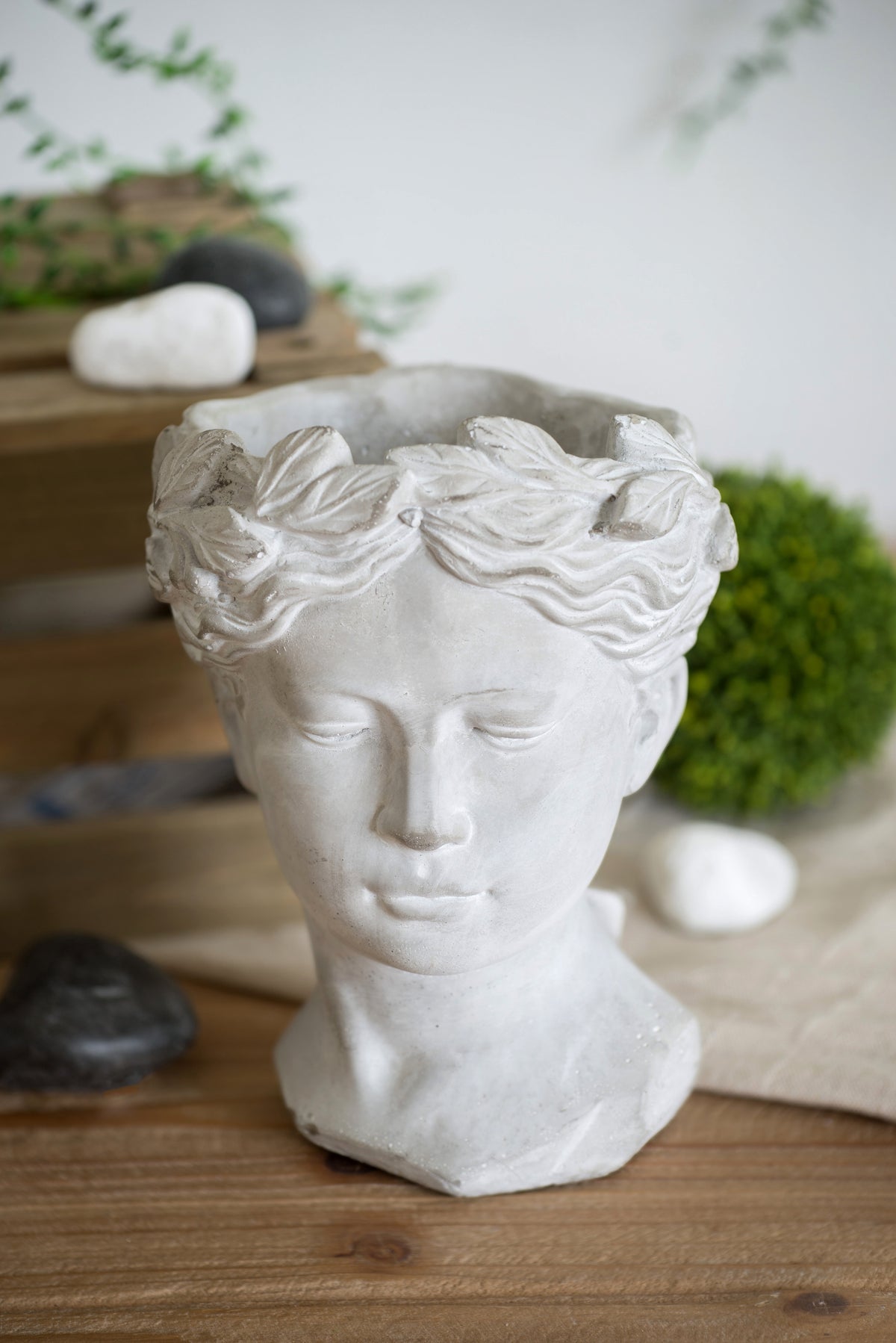 Greek Style Cement Head Planter with Classic Design - Cement
