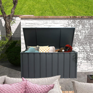 100 Gallon Outdoor Storage Deck Box - Waterproof, Lockable, Dark Gray