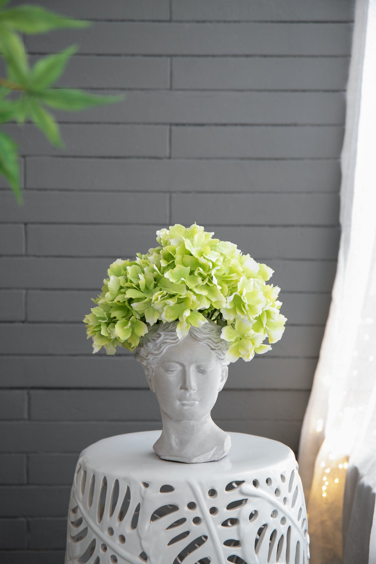 Greek Style Cement Head Planter with Classic Design - Cement