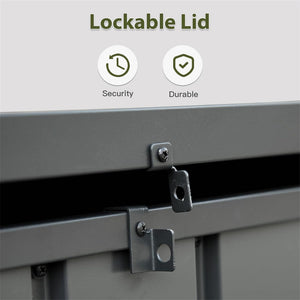 100 Gallon Outdoor Storage Deck Box - Waterproof, Lockable, Dark Gray
