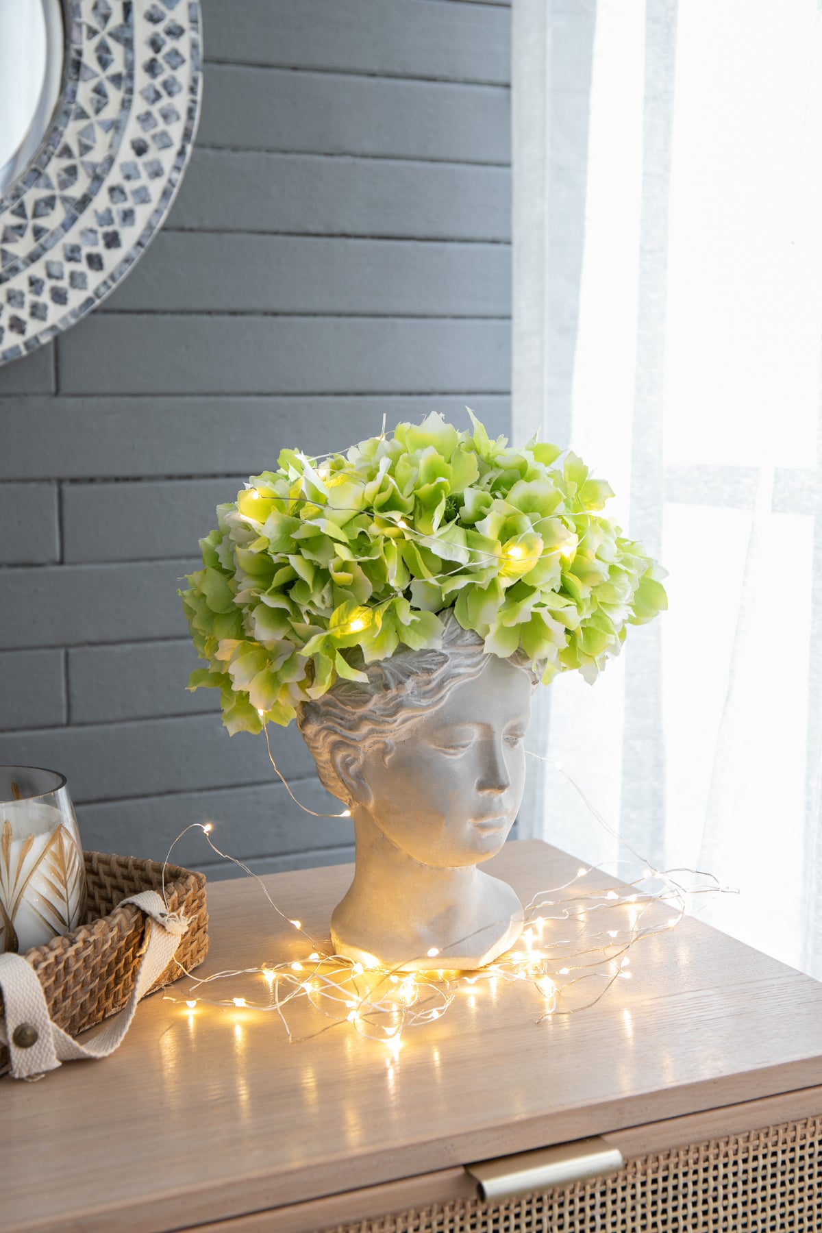 Greek Style Cement Head Planter with Classic Design - Cement