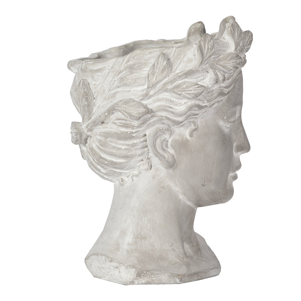 Greek Style Cement Head Planter with Classic Design - Cement