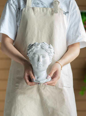 Greek Style Cement Head Planter with Classic Design - Cement