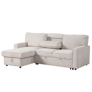 U_STYLE Upholstery Sleeper Sectional Sofa