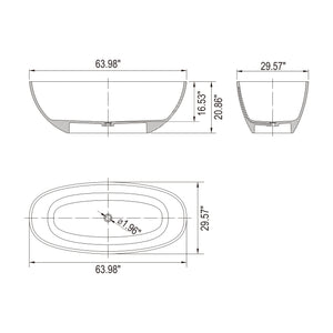64 Inch Transparent Freestanding Bathtub