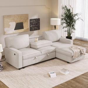 U_STYLE Upholstery Sleeper Sectional Sofa