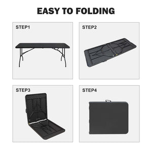 6ft Folding Table - Portable Plastic Table for Camping and Picnics