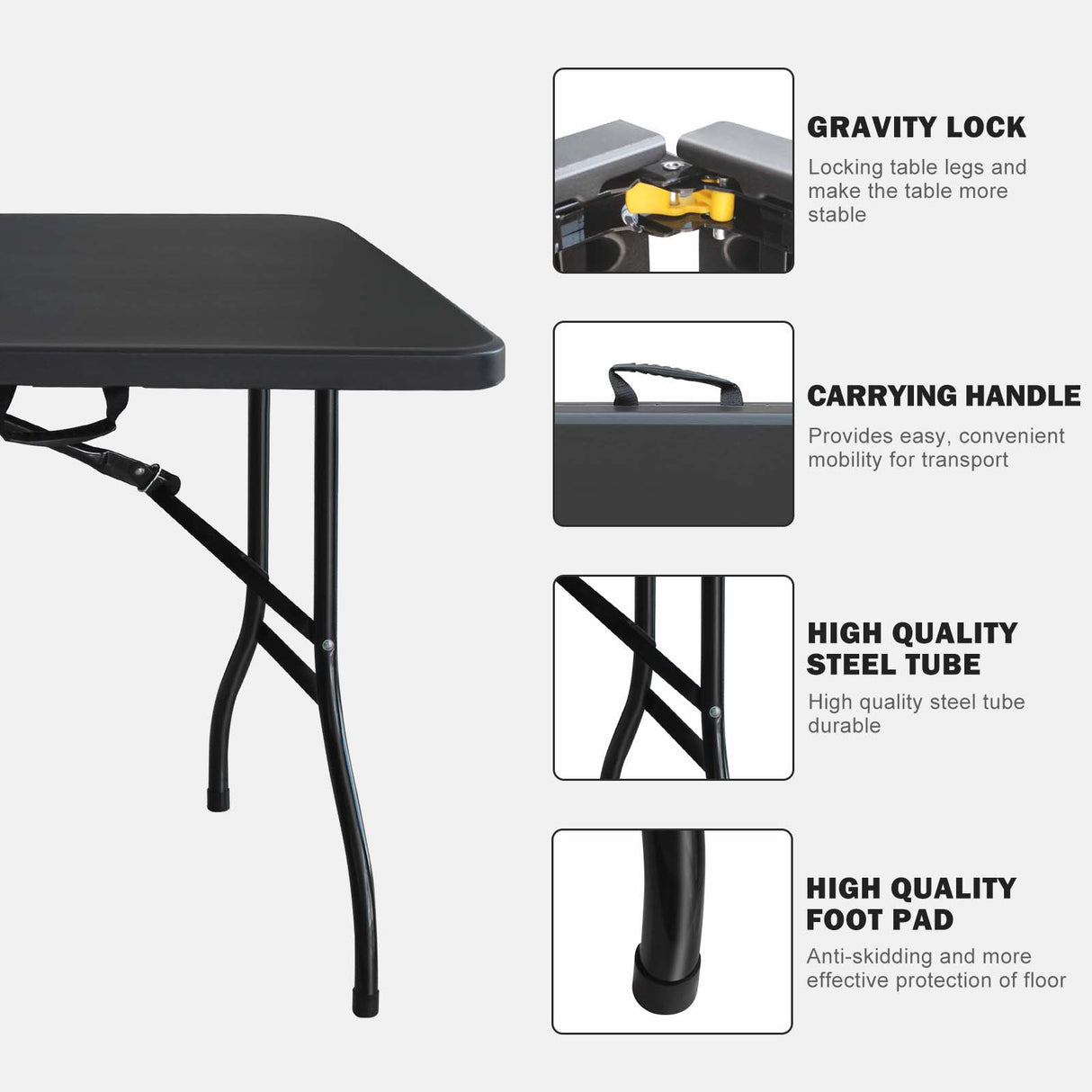 6ft Folding Table - Portable Plastic Table for Camping and Picnics
