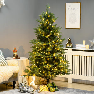 HOMCOM 6Ft Tall Prelit Artificial Christmas Tree Holiday Décor