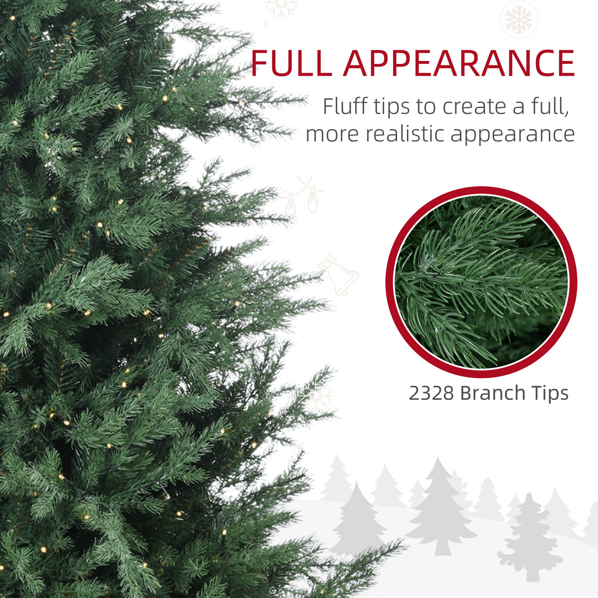 HOMCOM 6Ft Tall Prelit Artificial Christmas Tree Holiday Décor