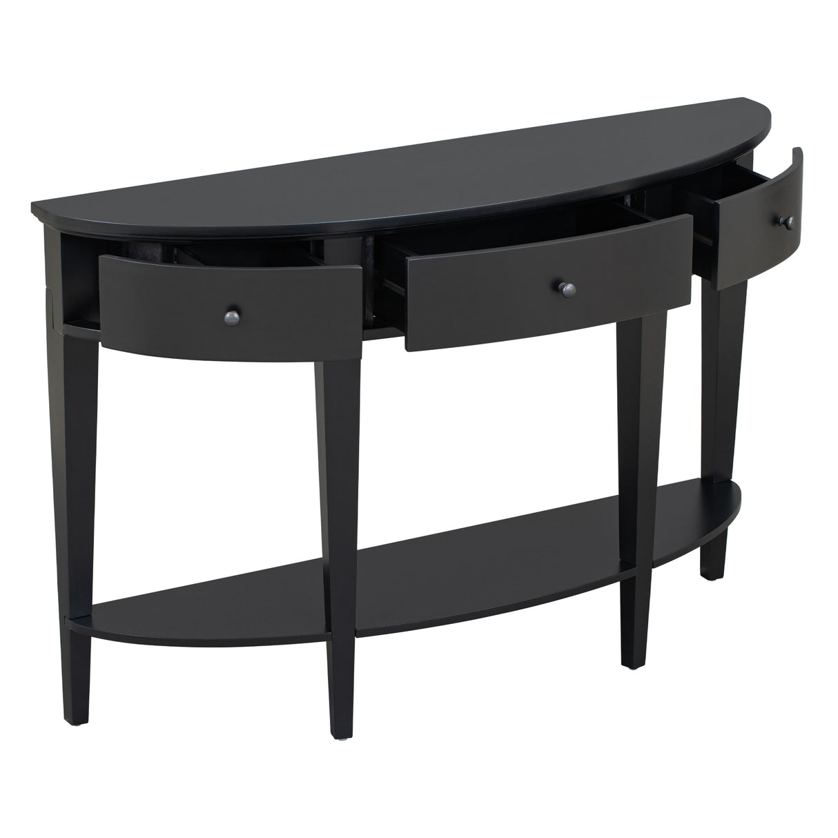 U-Style Modern Curved Console Table with 3 Drawers
