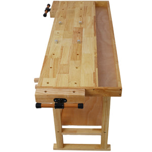 55-Inch Wooden Workbench with Rapid Action Woodworking Vise