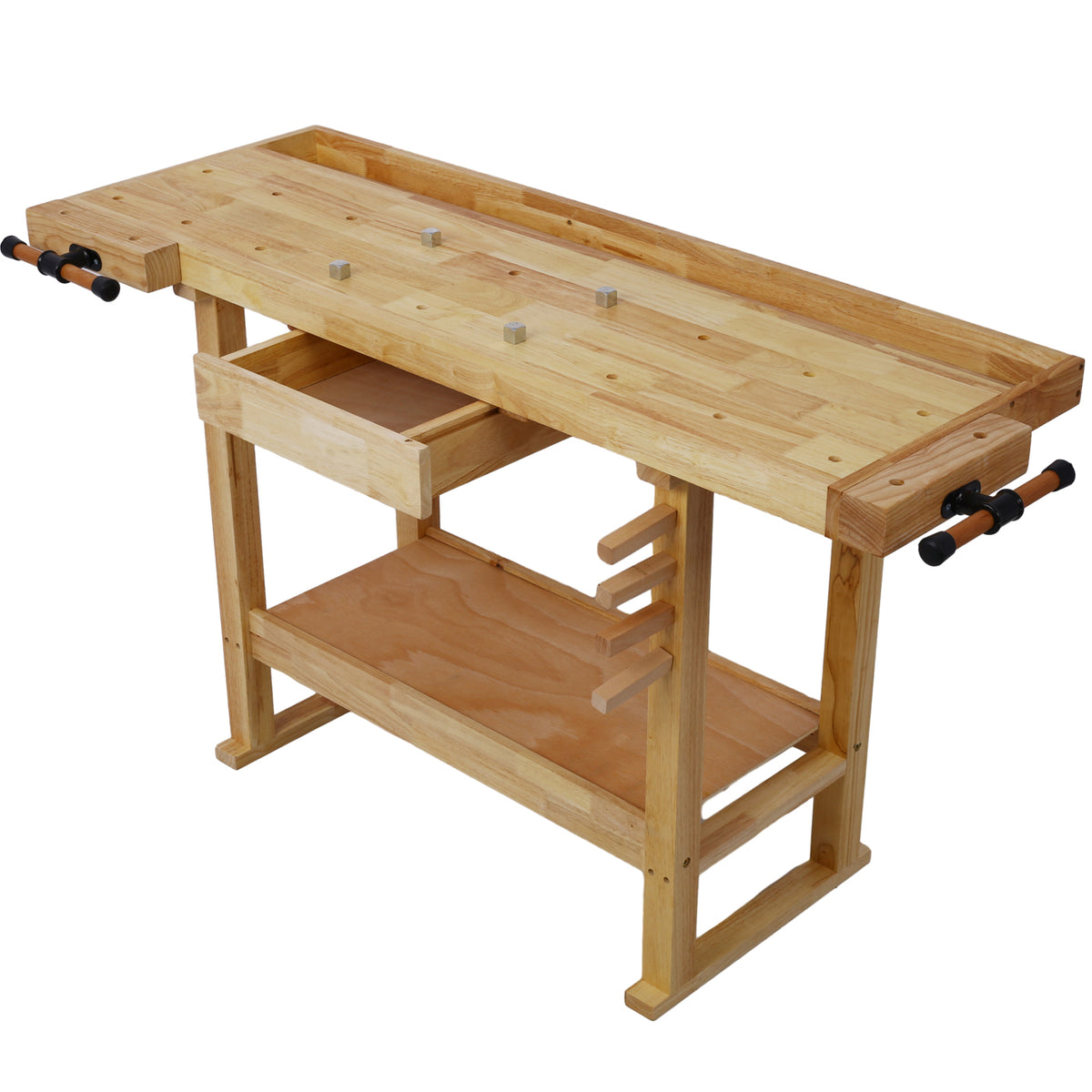 55-Inch Wooden Workbench with Rapid Action Woodworking Vise