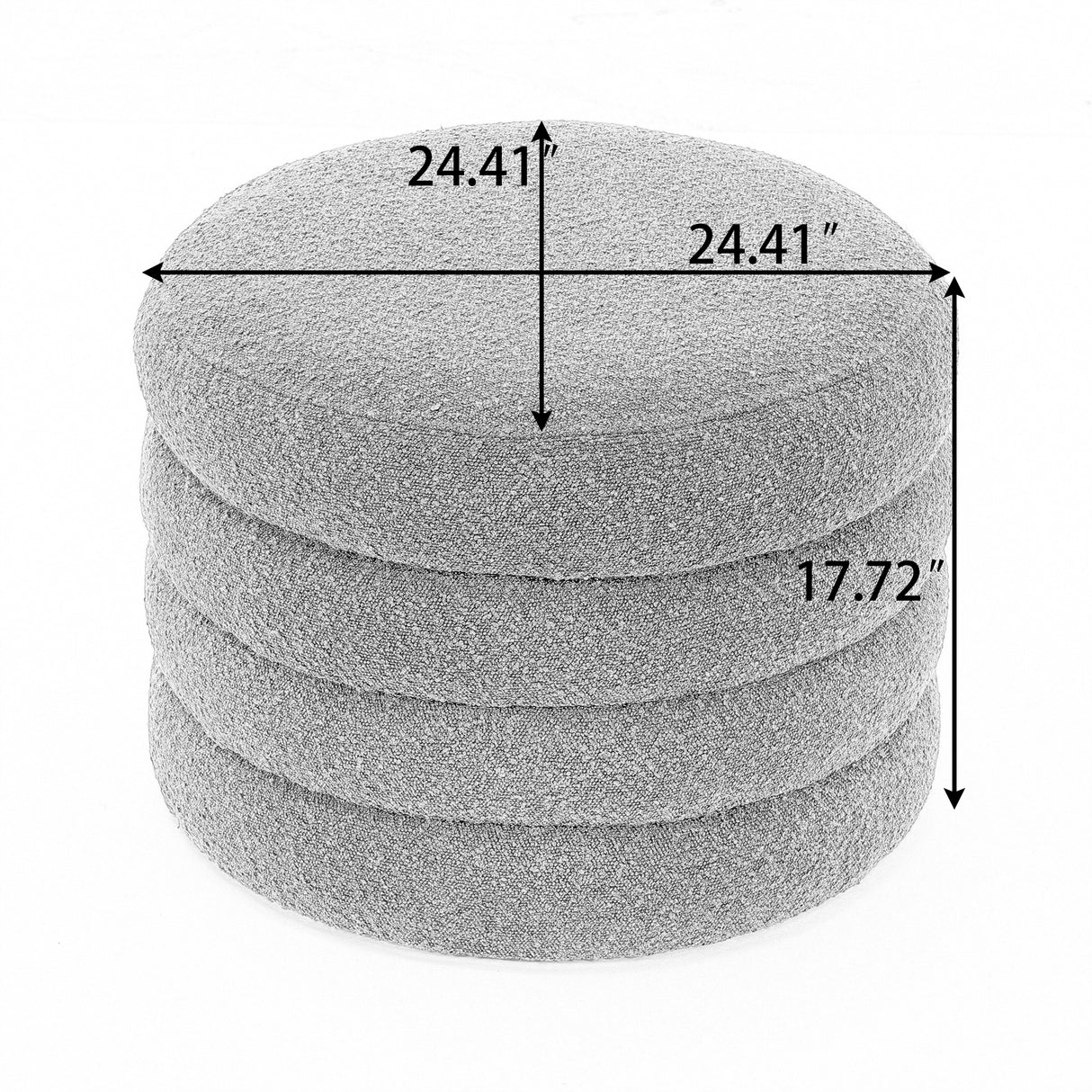Velvet Fabric Storage Round Ottoman with Wooden Shelving