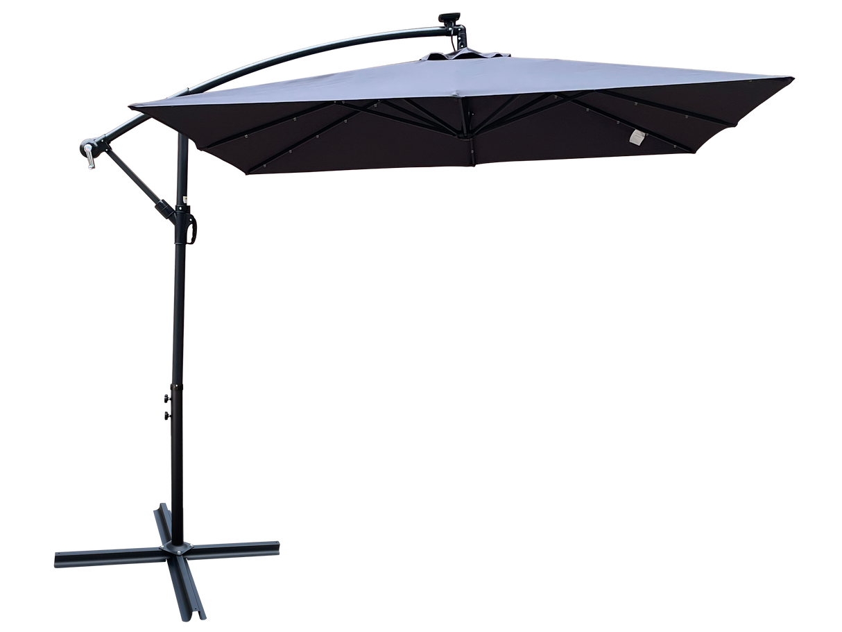 Square 2.5x2.5M Outdoor Patio Umbrella with Solar LED Lights