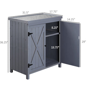 Garden Storage Cabinet, Outdoor Tool Shed with Galvanized Top and Two Shelves
