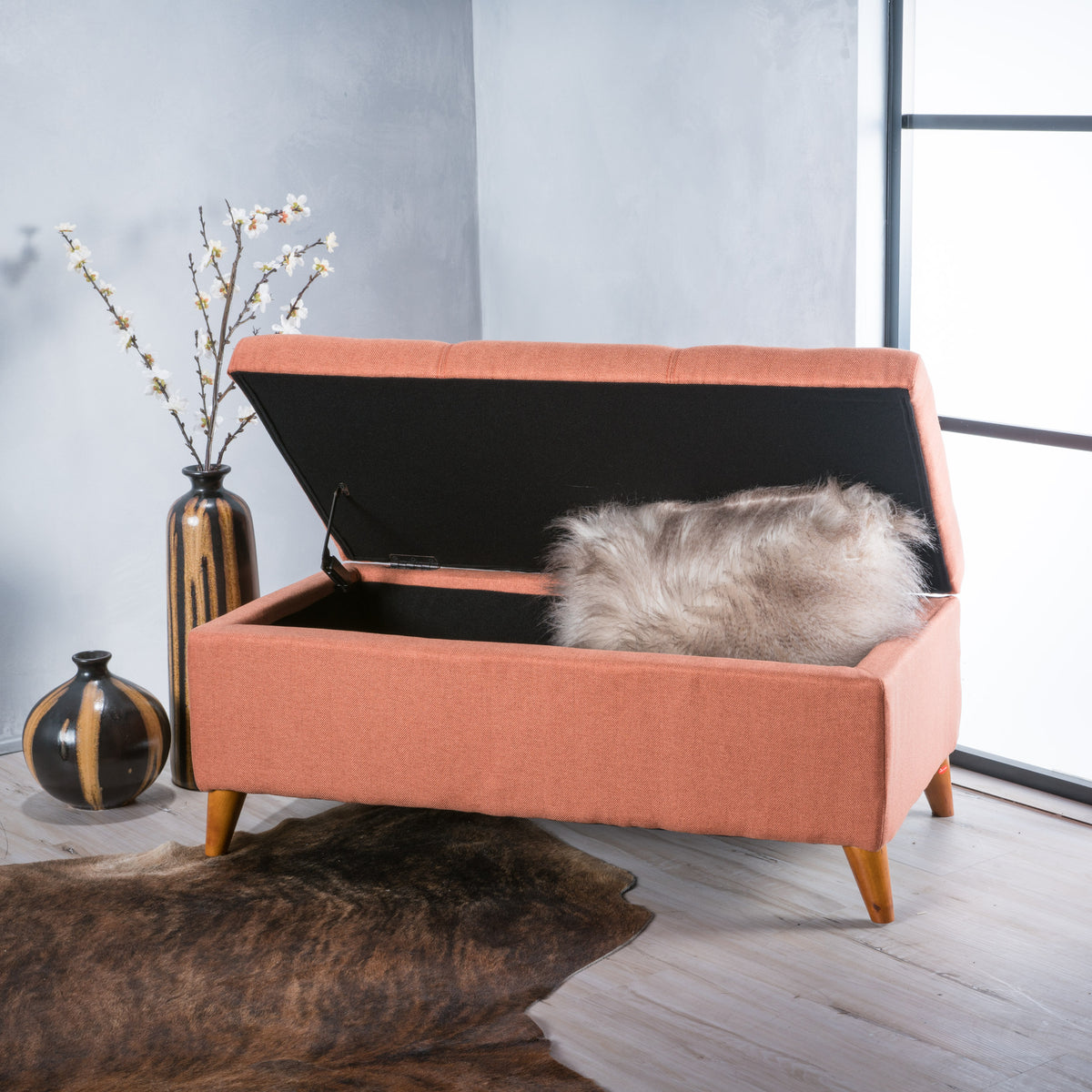 Tufted Ainsley Button Storage Ottoman Bench