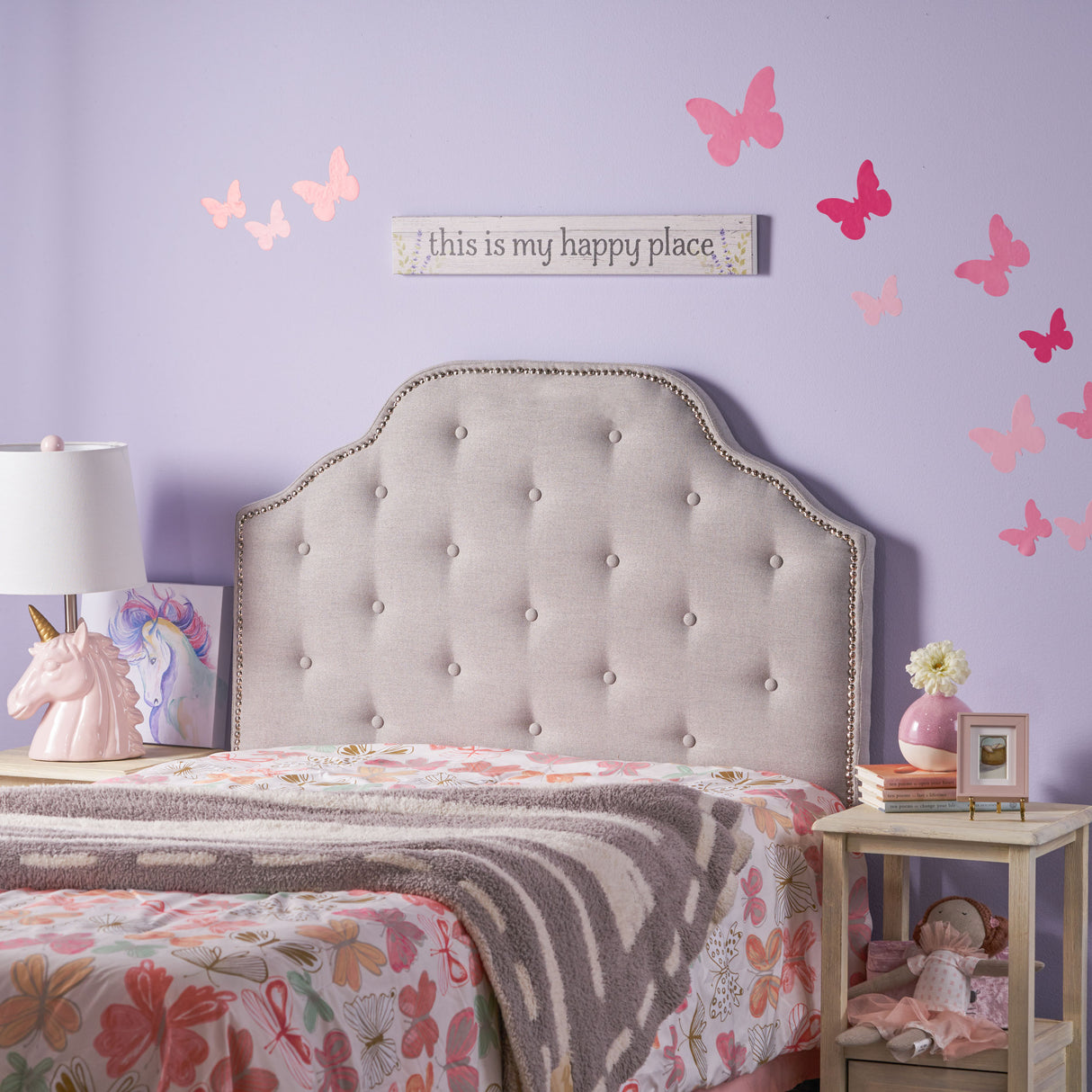 Tufted Upholstered Twin Headboard with Durable Metal Legs