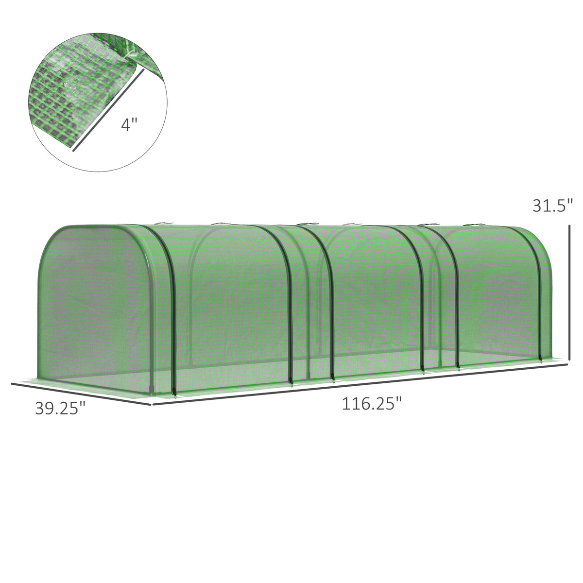 Mini Greenhouse Portable Tunnel with Durable Polyethylene - Green