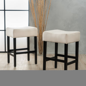 Set of 2, 26.75" Backless Fabric Counter Height Barstool