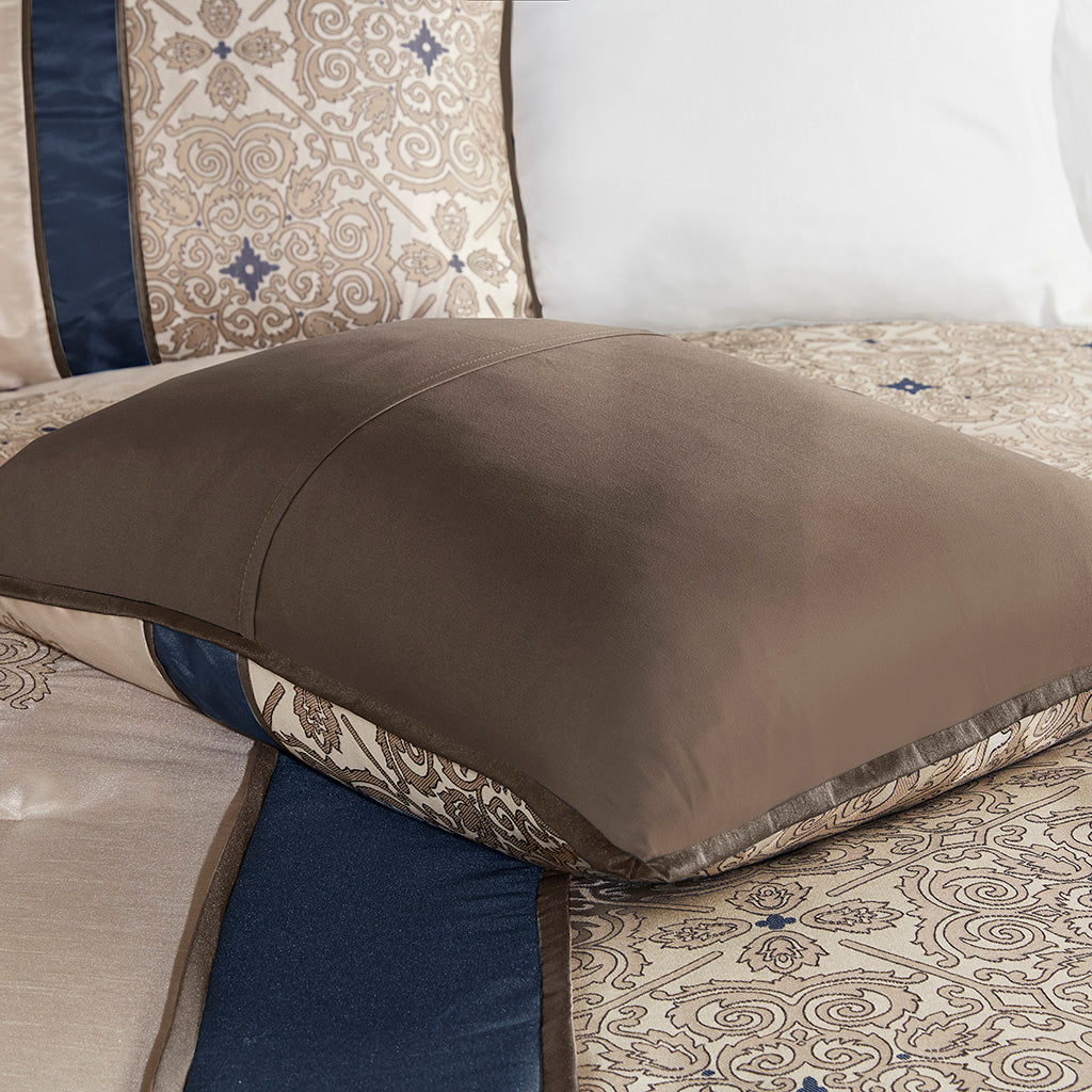 Queen 7 Piece Jacquard Comforter Set with Throw Pillows