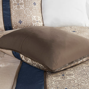 Queen 7 Piece Jacquard Comforter Set with Throw Pillows