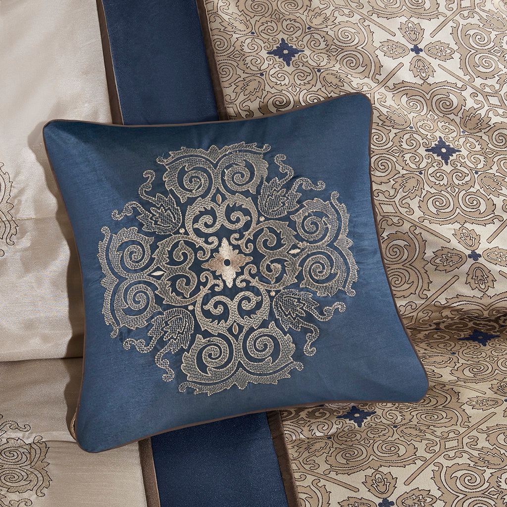 Queen 7 Piece Jacquard Comforter Set with Throw Pillows