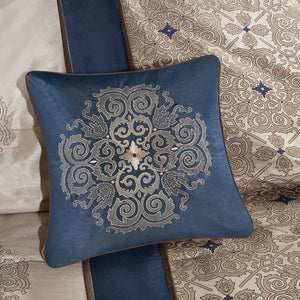 Queen 7 Piece Jacquard Comforter Set with Throw Pillows