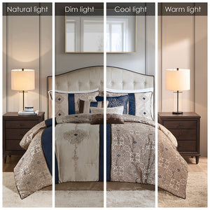 Queen 7 Piece Jacquard Comforter Set with Throw Pillows