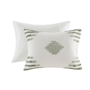 Full/Queen Cotton Blend Chenille Comforter Set with Tufted Design - White
