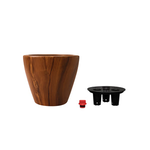 2-Pack 10 in. Dark Wood Plastic Self-Watering Planter Pot