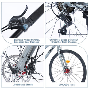 7 Speed Hybrid Bike Disc Brake 700C Road Bike for Men & Women