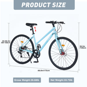 7 Speed Hybrid Bike Disc Brake 700C Road Bike for Men & Women
