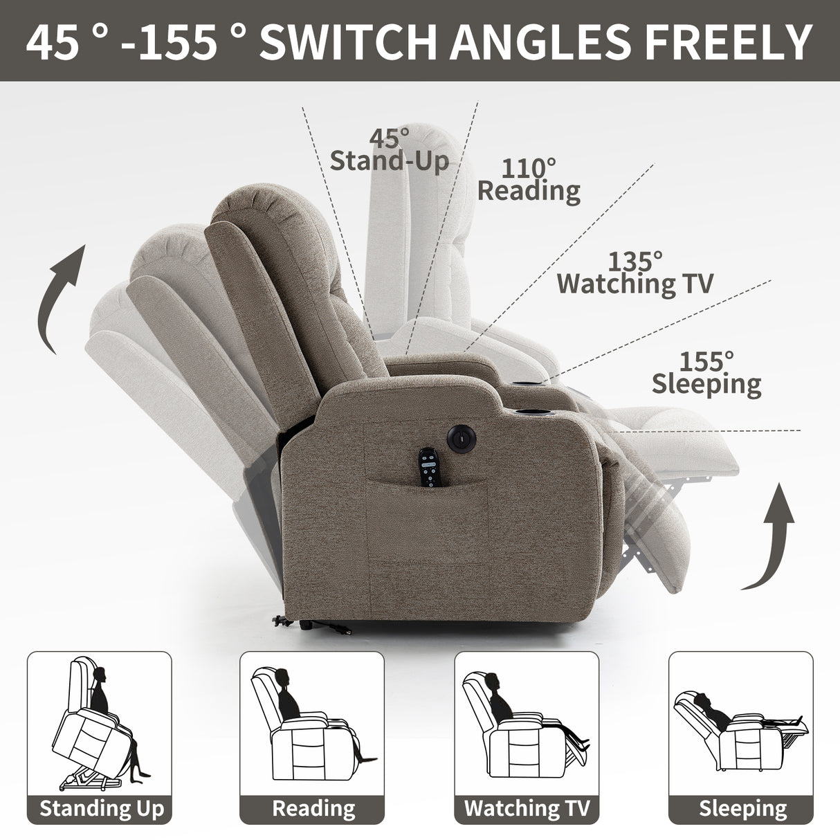 Power Lift Recliner Chair with Massage and Heat - ComfortMAX