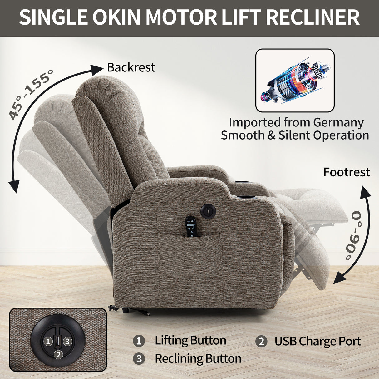 Power Lift Recliner Chair with Massage and Heat - ComfortMAX