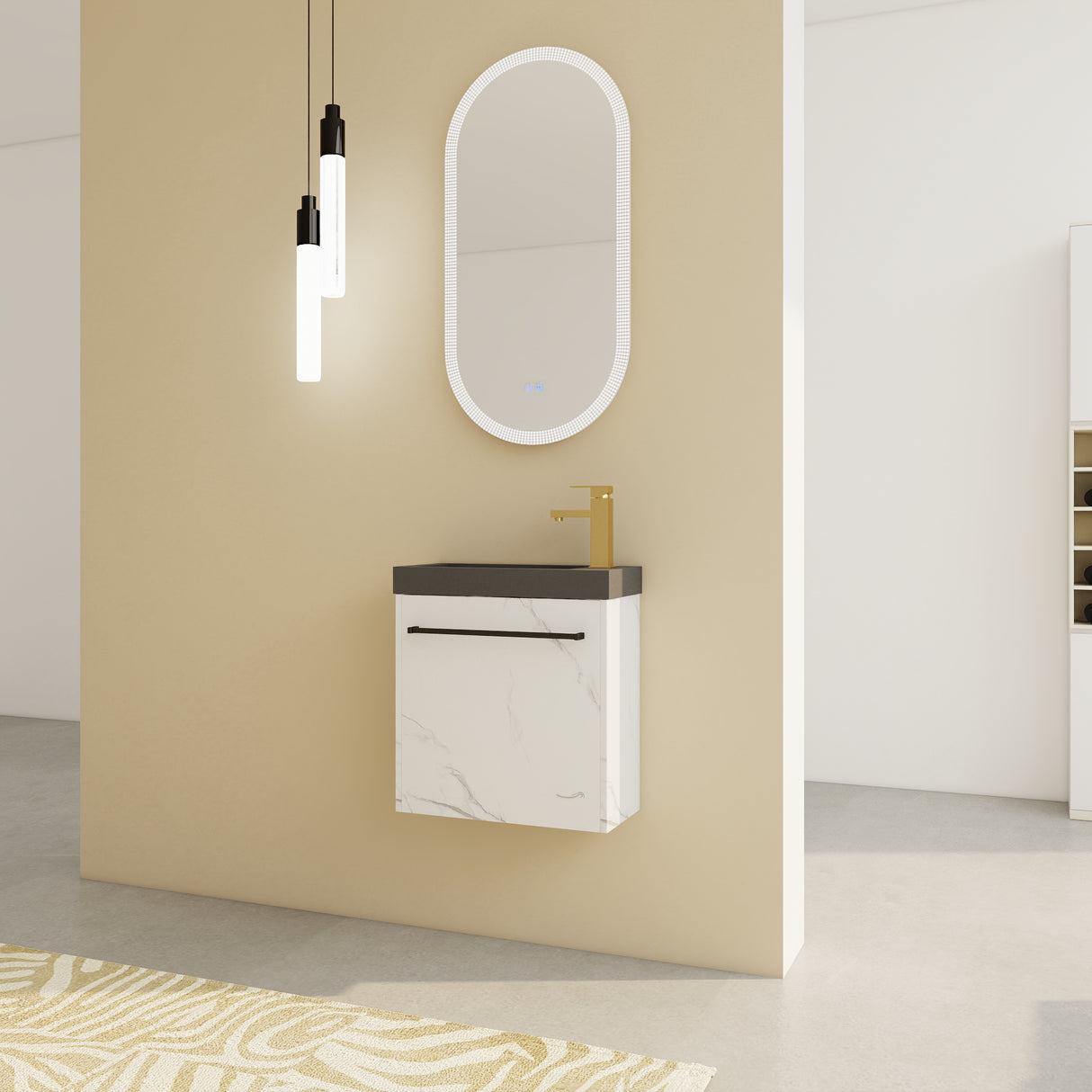 20'' Floating Wall-Mounted Bathroom Vanity with Resin Sink