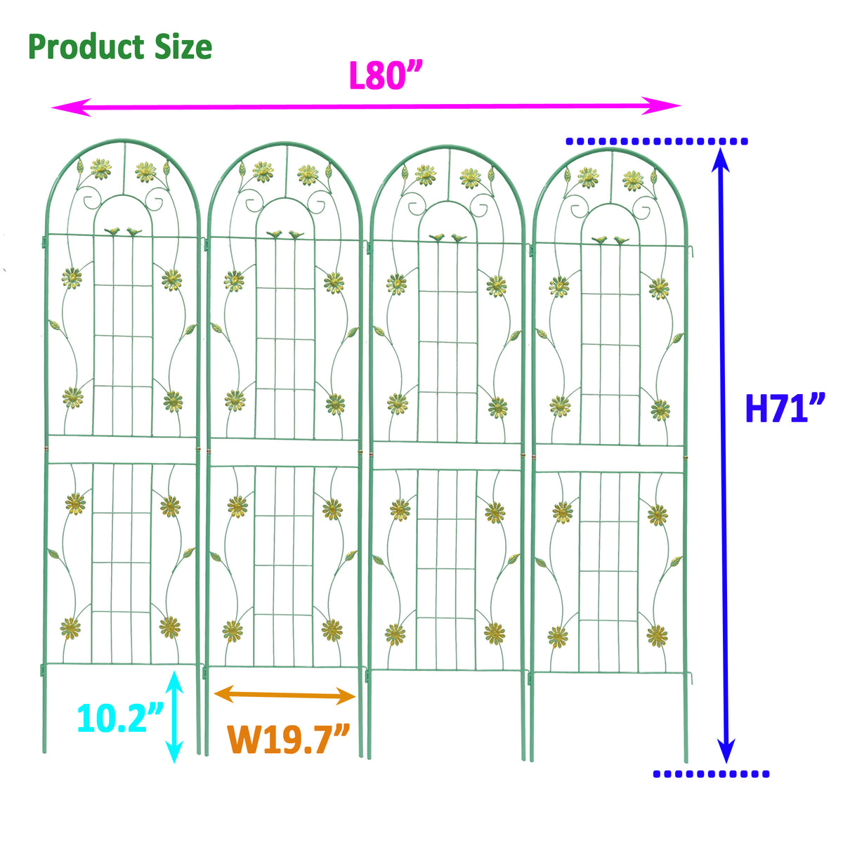 4 Pack Metal Garden Trellis