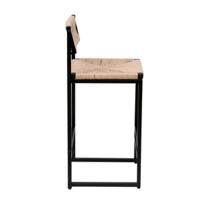 Honey Bar Stools Set of 2 - Paper Rope Weave Dining Chairs