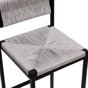 Gray Set of 2 Hand Weave Bar Stools with Back