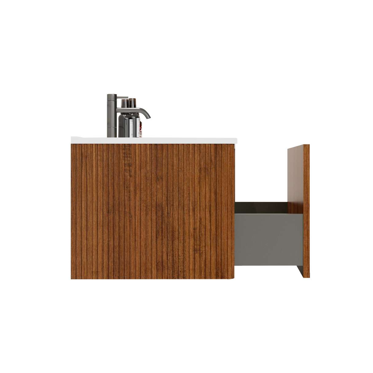 Etna 36" Striped Walnut Floating Bathroom Vanity
