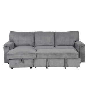 U_STYLE Upholstery Sleeper Sectional Sofa with Storage Bags