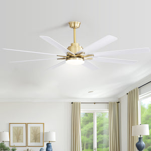 66 Inch Modern Smart Ceiling Fan with Reversible DC Motor and LED Light