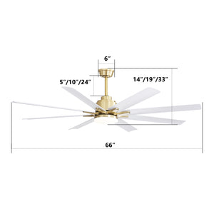 66 Inch Modern Smart Ceiling Fan with Reversible DC Motor and LED Light