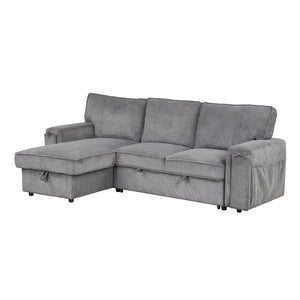 U_STYLE Upholstery Sleeper Sectional Sofa with Storage Bags