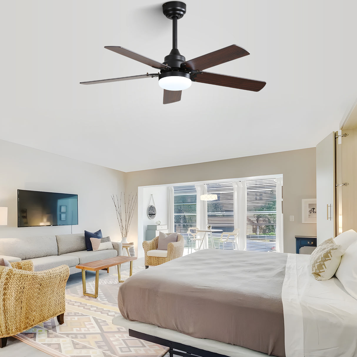 42 Inch Modern Ceiling Fan with LED Light and Remote Control