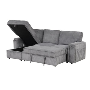 U_STYLE Upholstery Sleeper Sectional Sofa with Storage Bags