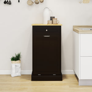 Tilt-Out Trash Cabinet with One Drawer in Black