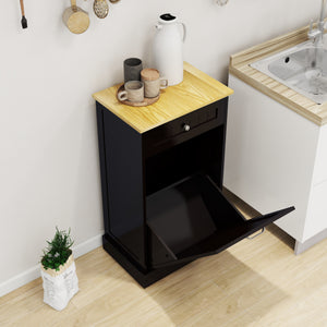 Tilt-Out Trash Cabinet with One Drawer in Black