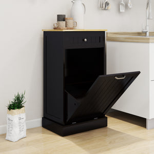 Tilt-Out Trash Cabinet with One Drawer in Black