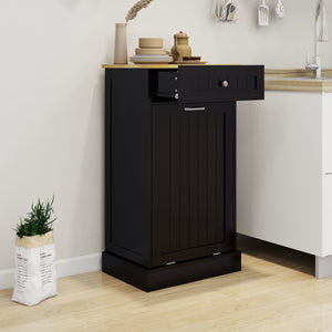 Tilt-Out Trash Cabinet with One Drawer in Black